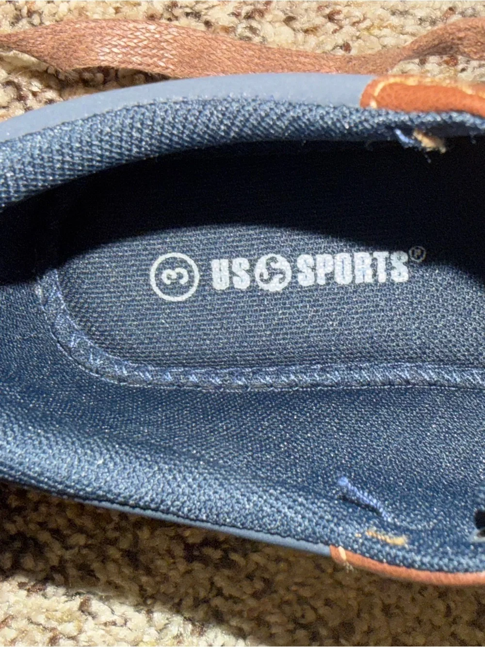 US Sports Little Kid’s Brown Faux Leather Casual Sneakers, Size 3